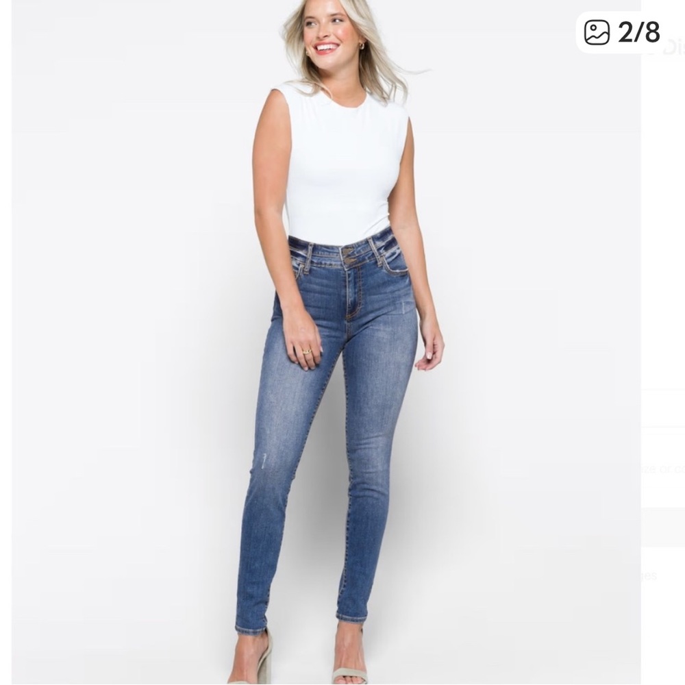 Kut from the Kloth Bhody Skinny High Rise Distressed Double Button Jean 14 Nwt
